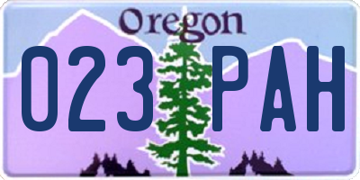 OR license plate 023PAH
