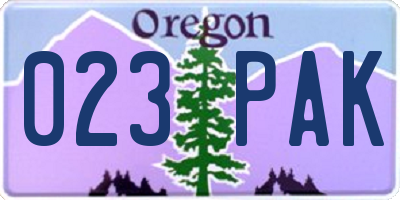 OR license plate 023PAK