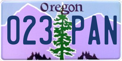 OR license plate 023PAN