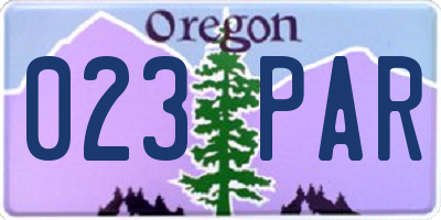 OR license plate 023PAR