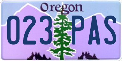 OR license plate 023PAS