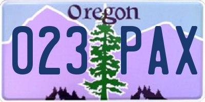OR license plate 023PAX