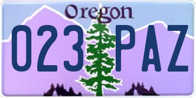 OR license plate 023PAZ