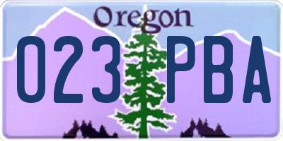 OR license plate 023PBA