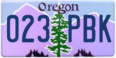 OR license plate 023PBK