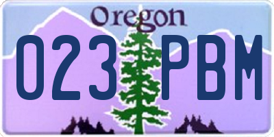 OR license plate 023PBM