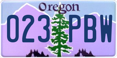 OR license plate 023PBW