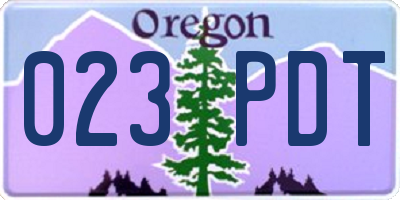 OR license plate 023PDT