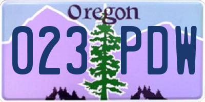 OR license plate 023PDW