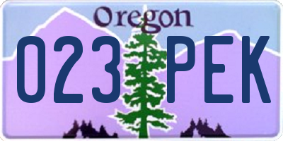 OR license plate 023PEK
