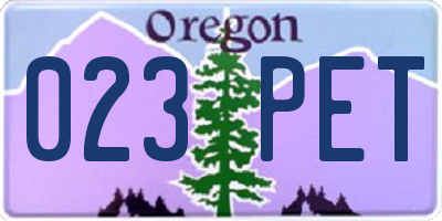 OR license plate 023PET