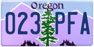 OR license plate 023PFA