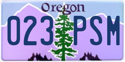 OR license plate 023PSM