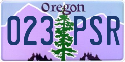 OR license plate 023PSR