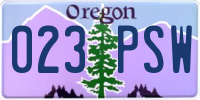 OR license plate 023PSW