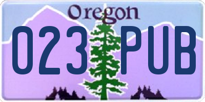 OR license plate 023PUB
