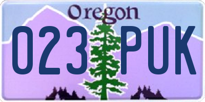 OR license plate 023PUK