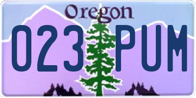OR license plate 023PUM