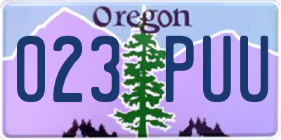 OR license plate 023PUU