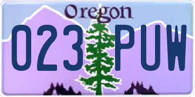 OR license plate 023PUW