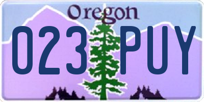 OR license plate 023PUY