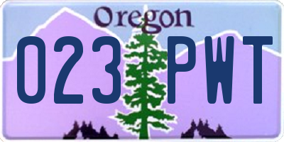 OR license plate 023PWT