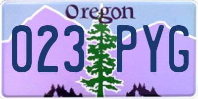 OR license plate 023PYG