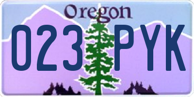 OR license plate 023PYK