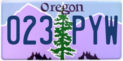 OR license plate 023PYW