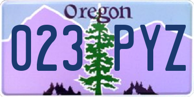 OR license plate 023PYZ