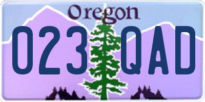 OR license plate 023QAD