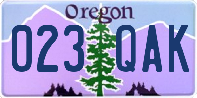 OR license plate 023QAK