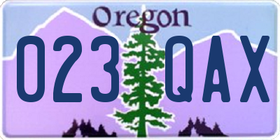 OR license plate 023QAX