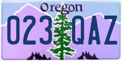 OR license plate 023QAZ