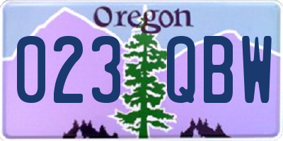 OR license plate 023QBW