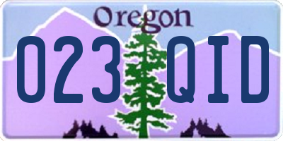 OR license plate 023QID