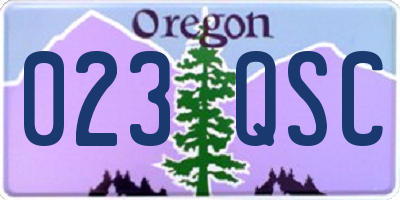 OR license plate 023QSC
