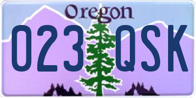 OR license plate 023QSK
