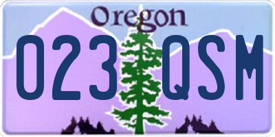 OR license plate 023QSM