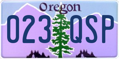 OR license plate 023QSP