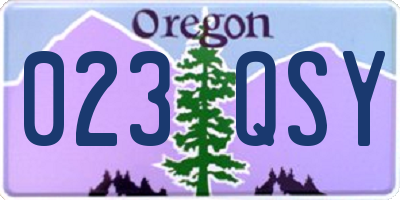 OR license plate 023QSY