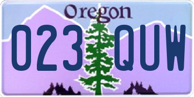 OR license plate 023QUW