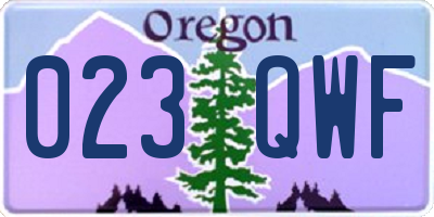 OR license plate 023QWF