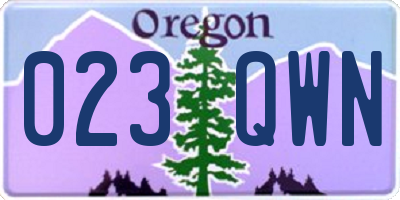 OR license plate 023QWN