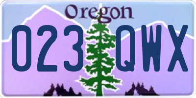 OR license plate 023QWX