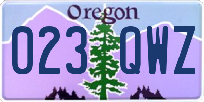 OR license plate 023QWZ