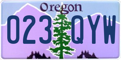 OR license plate 023QYW