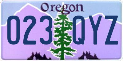 OR license plate 023QYZ