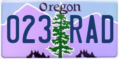 OR license plate 023RAD