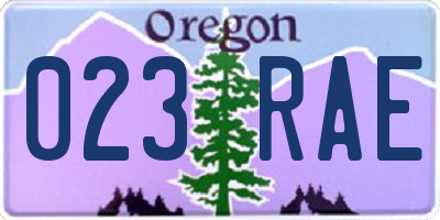 OR license plate 023RAE